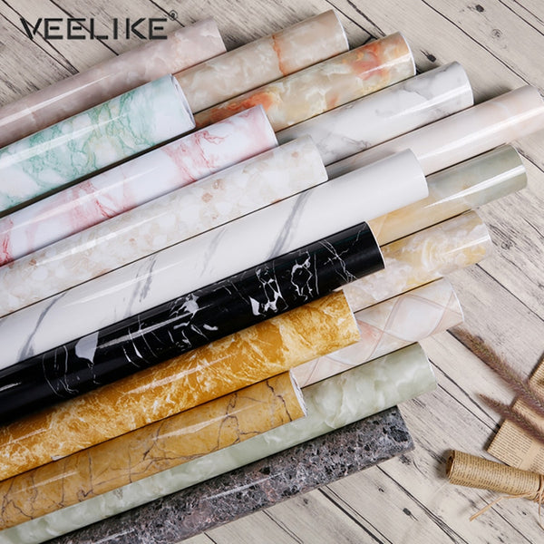PVC Marble Waterproof Contact Paper Vinyl Self Adhesive Wallpaper Decorative Film Kitchen Cabinets Countertop Furniture Stickers