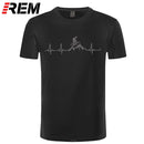 REM Mountain Bike Heartbeat Funny MTB Dirt Bike T Shirt Plus Size Custom Short Sleeve Men's T-shirt Fashion Family Cotton