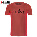 REM Mountain Bike Heartbeat Funny MTB Dirt Bike T Shirt Plus Size Custom Short Sleeve Men's T-shirt Fashion Family Cotton
