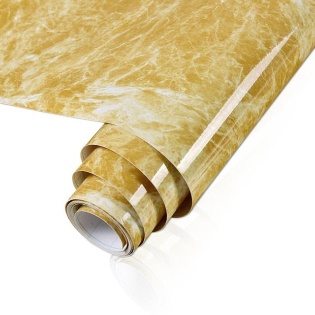 Marble Vinyl Film Wallpaper Self Adhesive Waterproof Wall Stickers for Bathroom Kitchen Furniture Renovation Room Decor Paper
