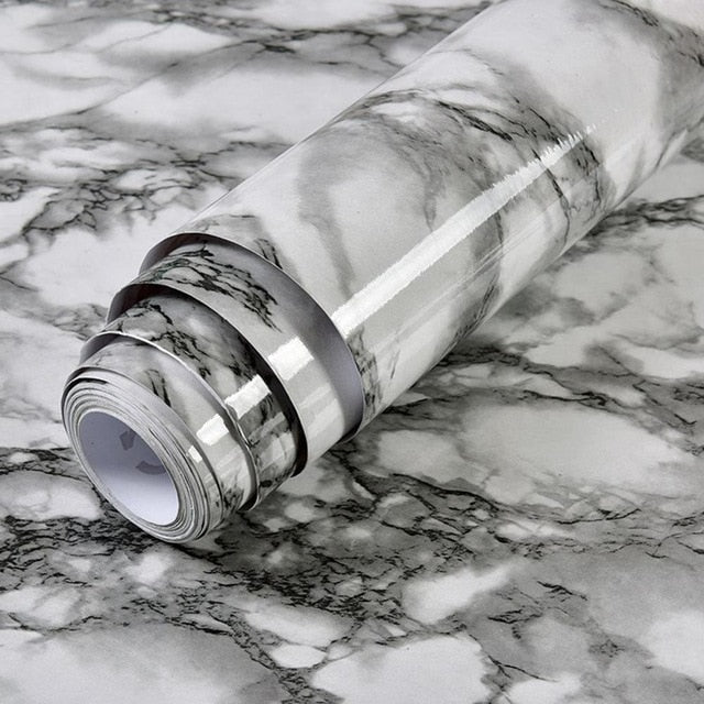 Marble Vinyl Film Wallpaper Self Adhesive Waterproof Wall Stickers for Bathroom Kitchen Furniture Renovation Room Decor Paper