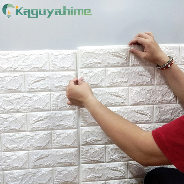 Kaguyahime 3D Wallpaper DIY Marble Sticker Waterproof Stickers Wall Papers Home decor Kids Room 3D Self-Adhesive Wallpaper Brick