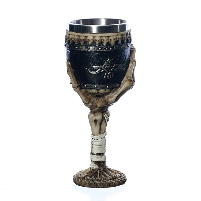 3D Gothic Skull Cup Stainless Steel Resin Fly Dragon Skeleton Design for Bar Party Home Wine Goblet Cups Halloween Gifts
