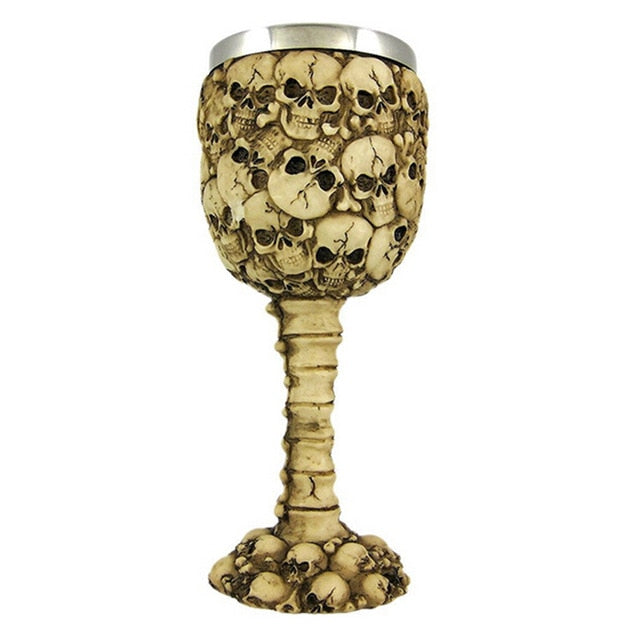 3D Gothic Skull Cup Stainless Steel Resin Fly Dragon Skeleton Design for Bar Party Home Wine Goblet Cups Halloween Gifts