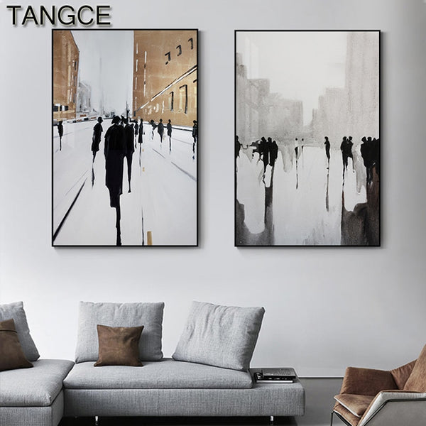 Abstract Bronze Canvas Painting Nordic Poster Print British Street Wall Art Pictures for Living Room Classic Wall Paintings Deco