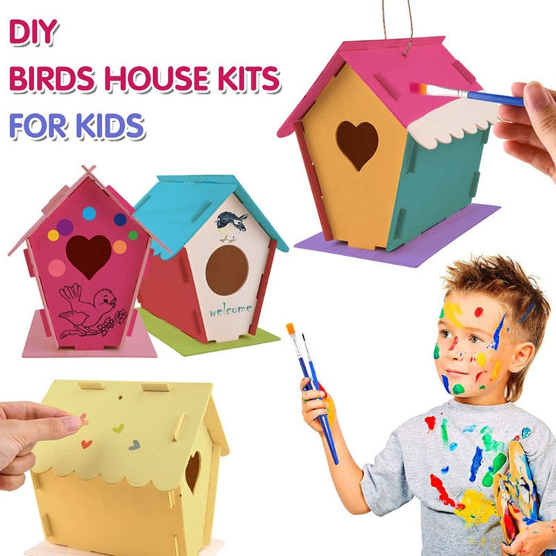 DIY Bird House Kit Build and Paint Birdhouse Wooden Arts for Girls Boys Toddlers Creative Kids Activities Wooden Toys for Kids