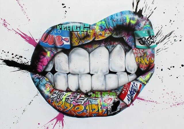 Graffitti Art Inspiration Lips Canvas Posters and Prints Street Wall Art Canvas Paintings Mouth Pictures for Living Room Decor