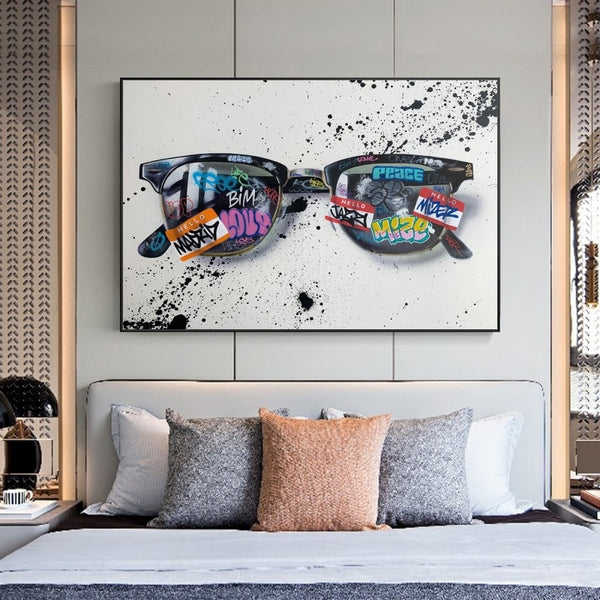 Graffitti Art Sunglasses Canvas Posters and Prints Pop Street Art Glasses Canvas Paintings on The Wall Art Pictures Home Decor